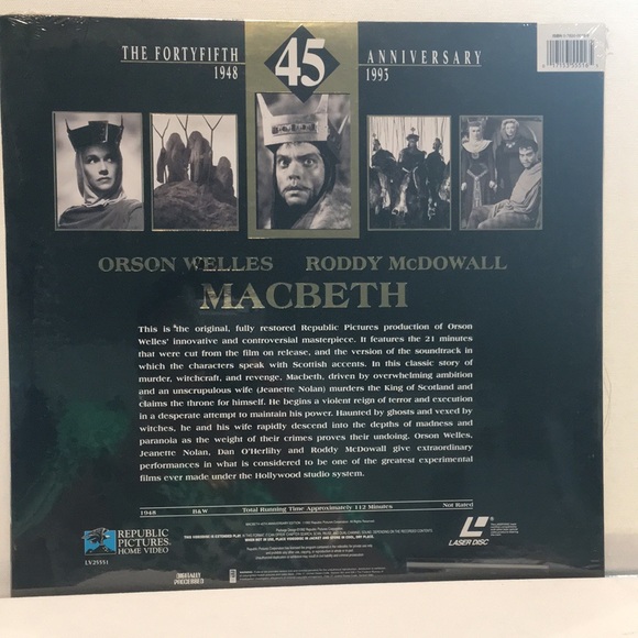 Republic Pictures Home Video “Macbeth” Laser Disc. - Picture 3 of 3
